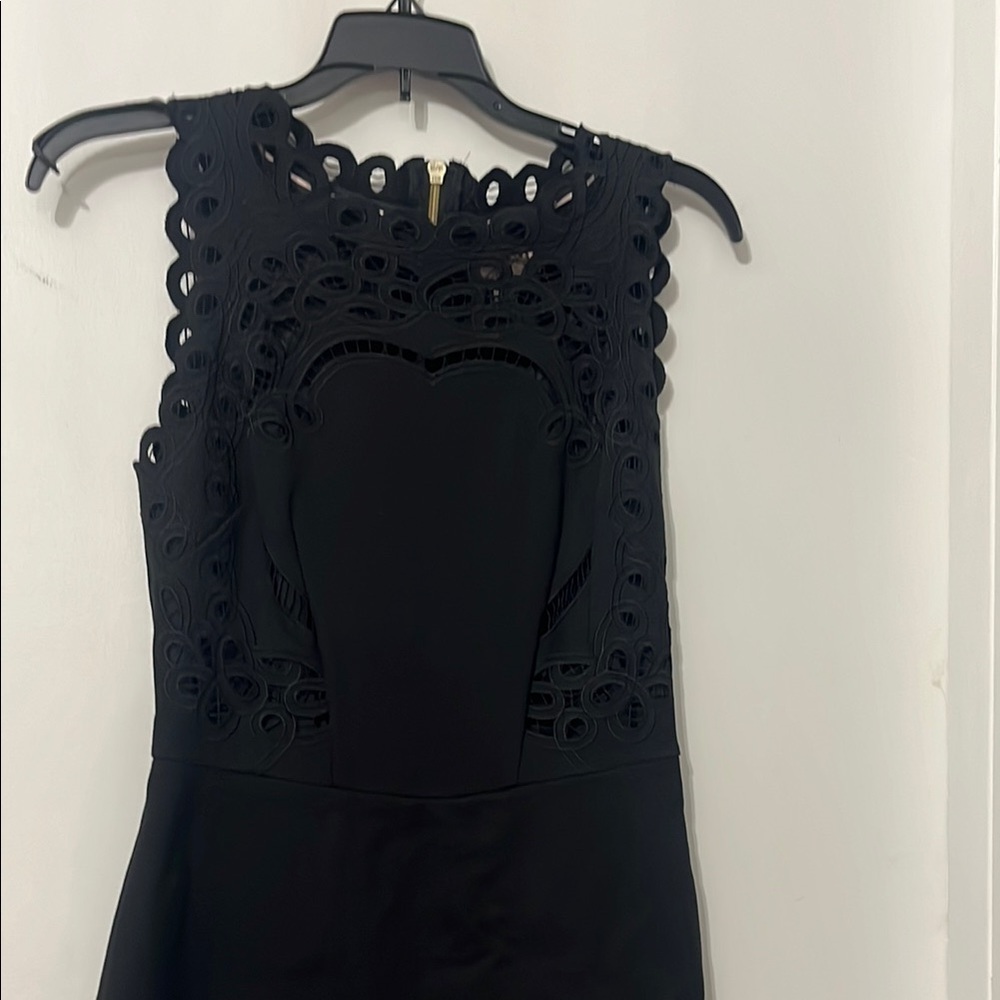 Ted Baker‎ Black Eyelet Cut Out Sleeveless Knee-Length Dress Medium - Picture 9 of 10